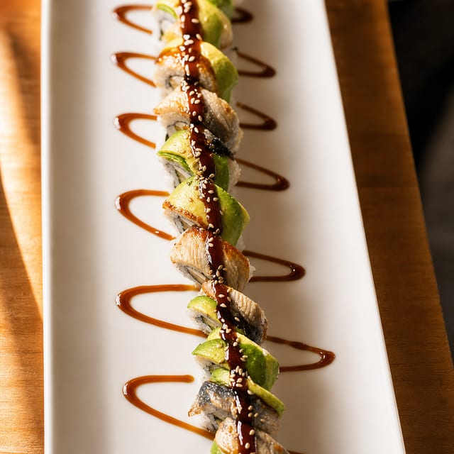 <Sea Dragon Roll $20.